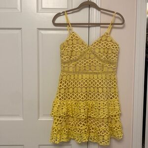 Short yellow lace dress